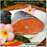 Salmon BONE-IN Atlantic Chile frozen MEDIUM SIZE portioned 1/3 CUTS for small roast +/- 1 kg/pc (price/kg)